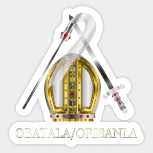Orisha Obatala Papal Hat Silver Sword and Whisk Sticker